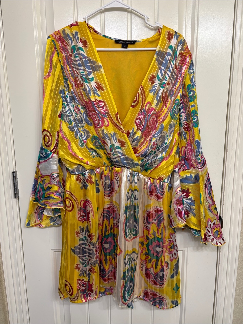 Boston‎ Proper Yellow Floral Print Wrap-Style Dress
